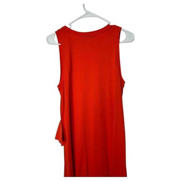 MSGM Orange Scoop Neck Cotton Midi Dress Size M Ruffe Embellished Vibrant - Picture 11 of 15